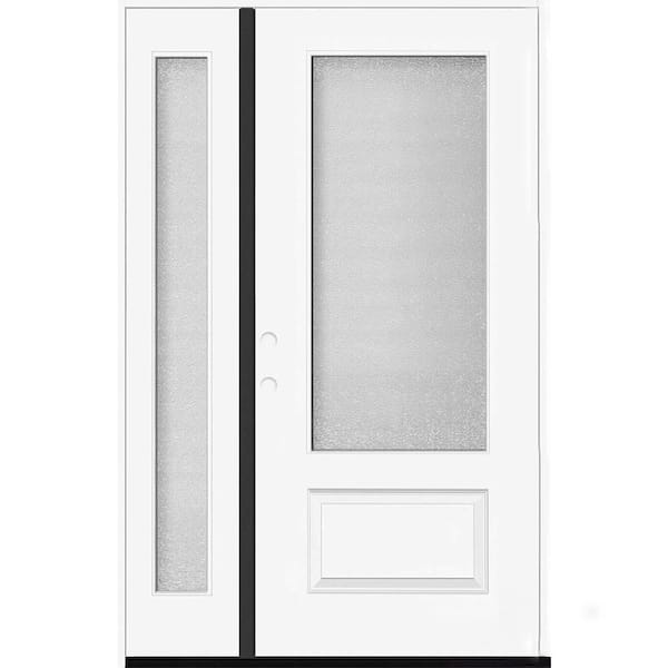 Steves & Sons Palisade 51 in. x 96 in. 3/4L Microgranite Impact Glass RHIS Unfinished Fiberglass Prehung Front Door w/12 in. SL 6-9/16