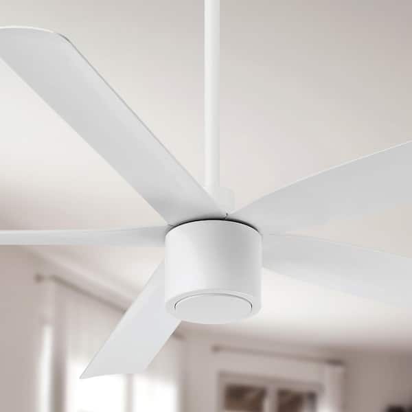 ARRANMORE LIGHTING & FANS RAVIAN 5-Blade 60 in. Indoor/Outdoor Matte White Modern Ceiling Fan with Remote Included