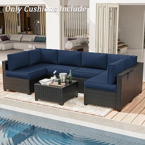 26 in. x 26 in. x 4 in. (14-Piece) Deep Seating Outdoor Lounge Chair Sectional Cushion Navy Blue