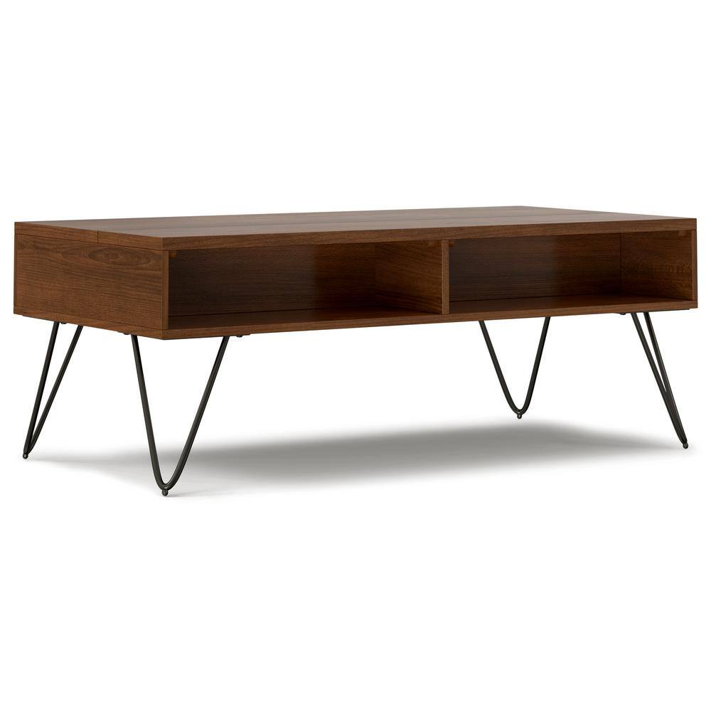 Walnut and Black Lift-Top Coffee Table with Storage