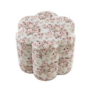 Bronx Cluster Red Ottoman Upholstered Linen 24.5 L x 24.5 W x 18.5 H