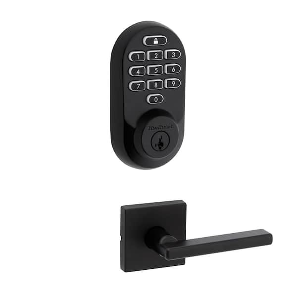 Halo Matte Black Keypad Wi-Fi Electronic Smart Lock Deadbolt Combo Pack with Halifax Passage Lever
