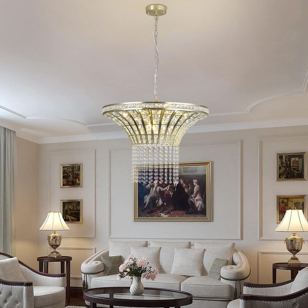 24 in 8-light Luxury gold Crystal Chandelier Large Ceiling Lighting for Living Room Dining Room Bedroom Clear Crystal price history on PriceWatchPro