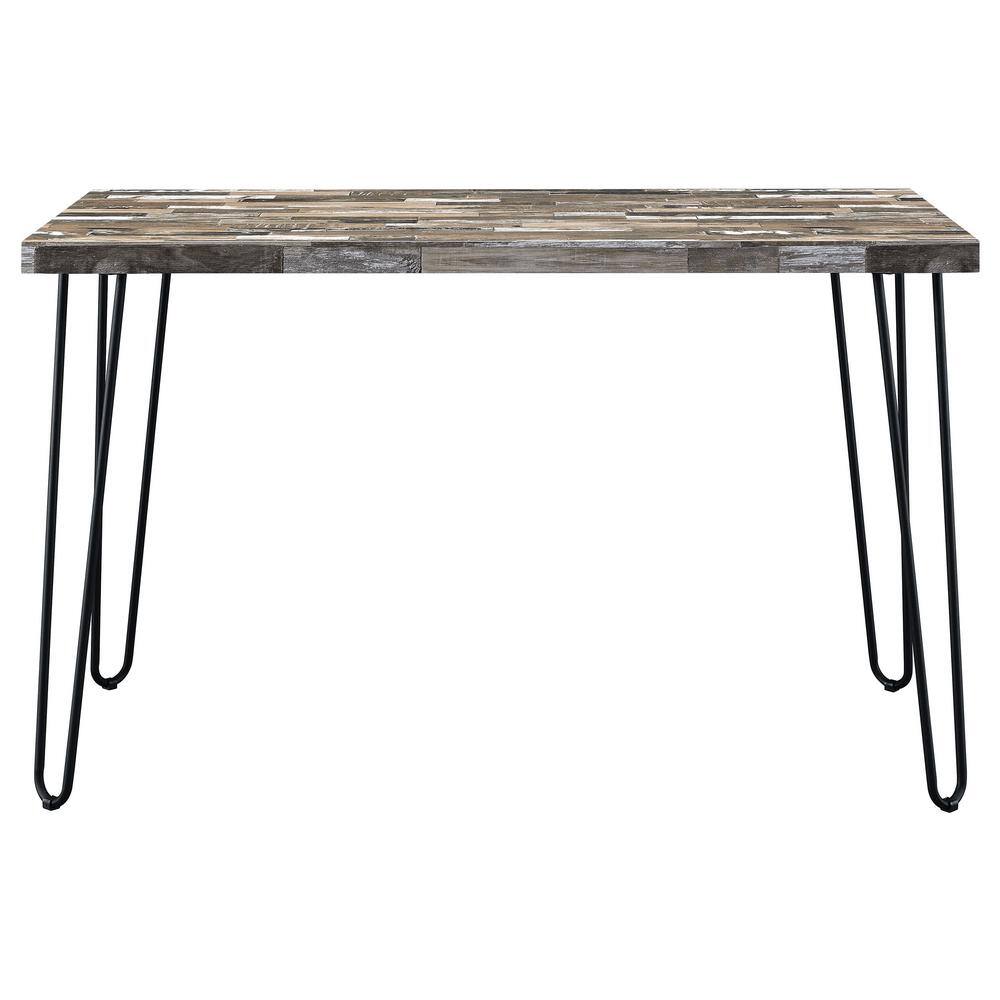 Salvaged Cabin Brown Wood Home Office Desk with Metal Hairpin Legs