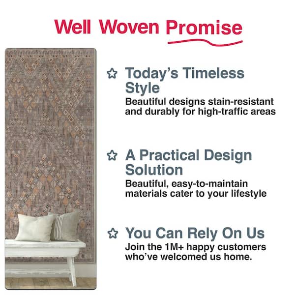 Asha Anya Vintage Tribal Ethnic Grey 6 ft. x 9 ft. Machine Washable Area Rug