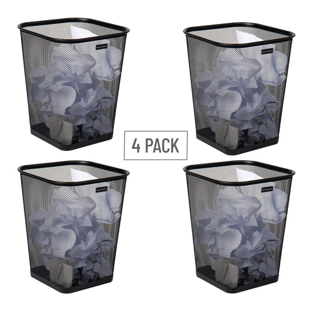 Black Stainless Steel Mesh Office Waste Baskets, Set of 4
