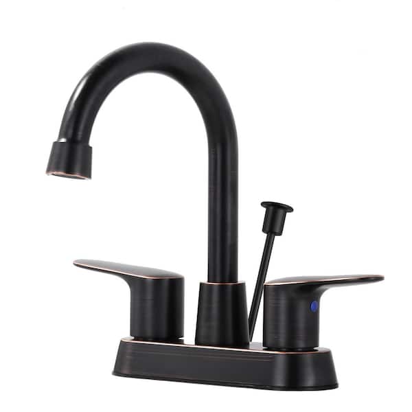 ALEASHA 4 in. Centerset Double Handle Bathroom Faucet in Oil Rubbed Bronze