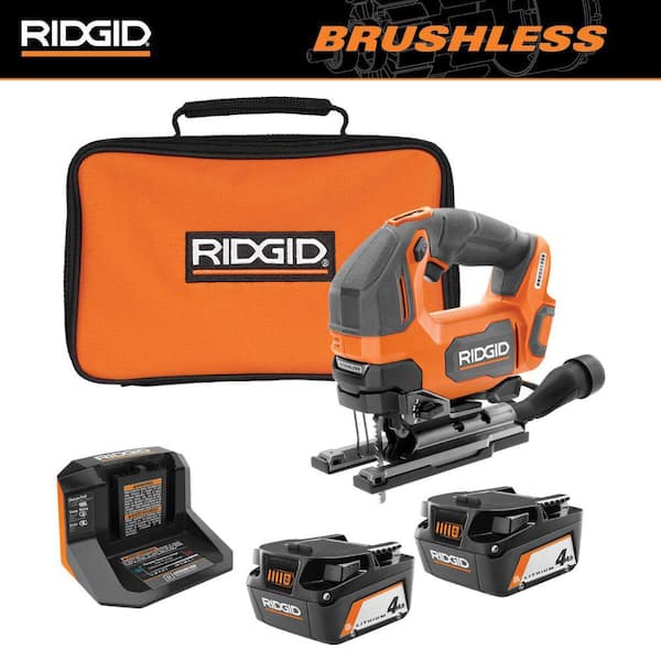 18V Brushless Cordless Jig Saw with (2) 4.0 Ah Batteries, Charger, and Bag