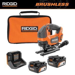 18V Brushless Cordless Jig Saw with (2) 4.0 Ah Batteries, Charger, and Bag
