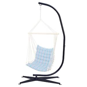 7 ft. Hammock Chair Stand Only Metal C-Stand for Hanging Hammock Chair Porch Swing in Black