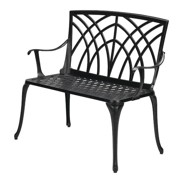 black cast aluminum bench