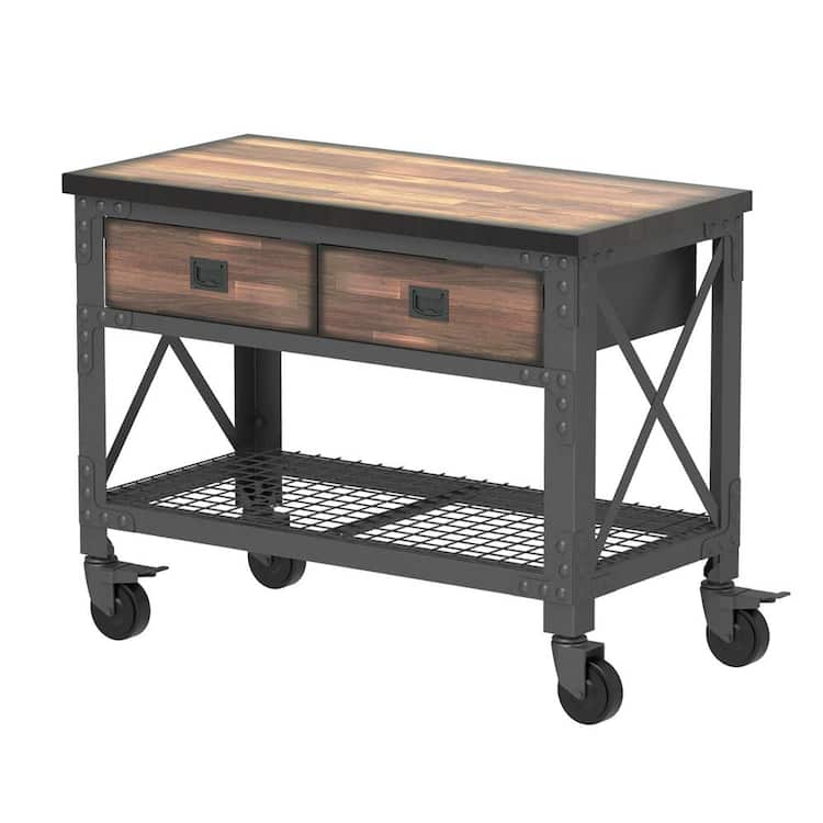 Duramax Building Products 48 in. W x 24 in. D 2-Drawers Rolling Industrial Mobile Workbench Cabinet with Wood Top