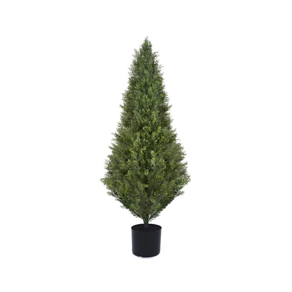 1-Piece 4 ft. Artificial Cedar Tree, Anti-UV Artificial Tree Outdoor Potted
