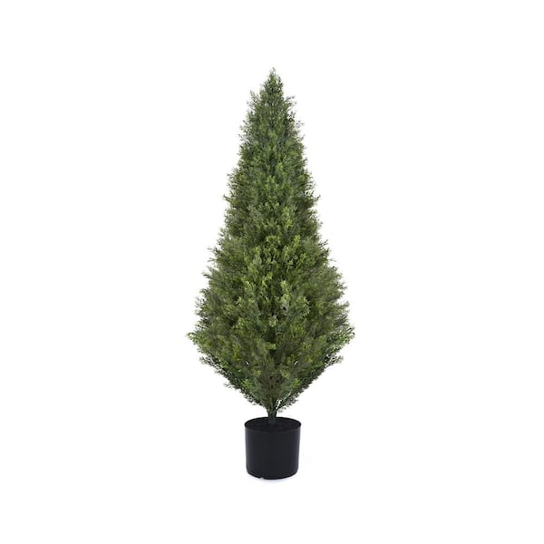 LHY 1-Piece 4 ft. Artificial Cedar Tree, Anti-UV Artificial Tree Outdoor Potted Fake Plant Trees