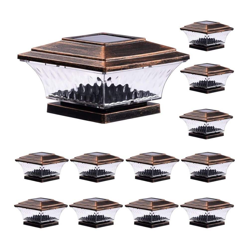 12-Pack Brushed Copper Solar LED Deck Fence Cap Light 4 x 4 Wooden Post 2 Light Modes Weatherproof Outdoor Lighting price history on PriceWatchPro
