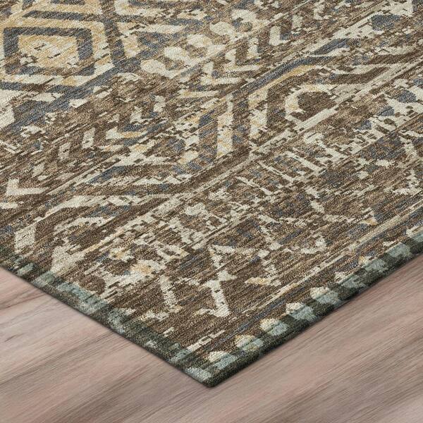Chantille Machine Washable Indoor/Outdoor Abstract ACN3161 Brown 2 ft. x 7 ft. Runner Rug