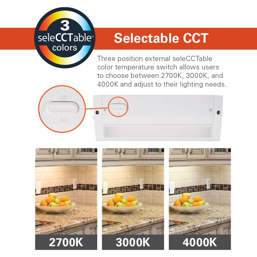 Sleek 18" Selectable White Metal LED Undercabinet Light
