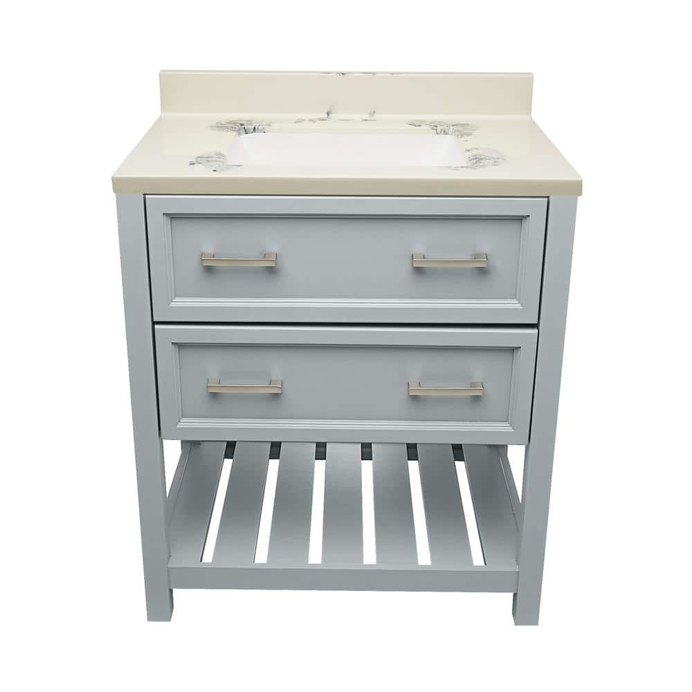 Tremblant 31 in. W x 22 in. D x 36 in. H Bath Vanity in Gray with Carrara Cultured Marble Top -  Ella, TR30GR-T31CRB