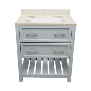 Tremblant 31 in. W x 22 in. D x 36 in. H Bath Vanity in Gray with Carrara Cultured Marble Top