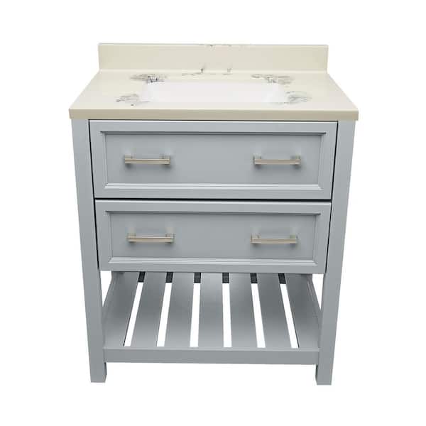 Ella Tremblant 31 in. W x 22 in. D x 36 in. H Bath Vanity in Gray with Carrara Cultured Marble Top