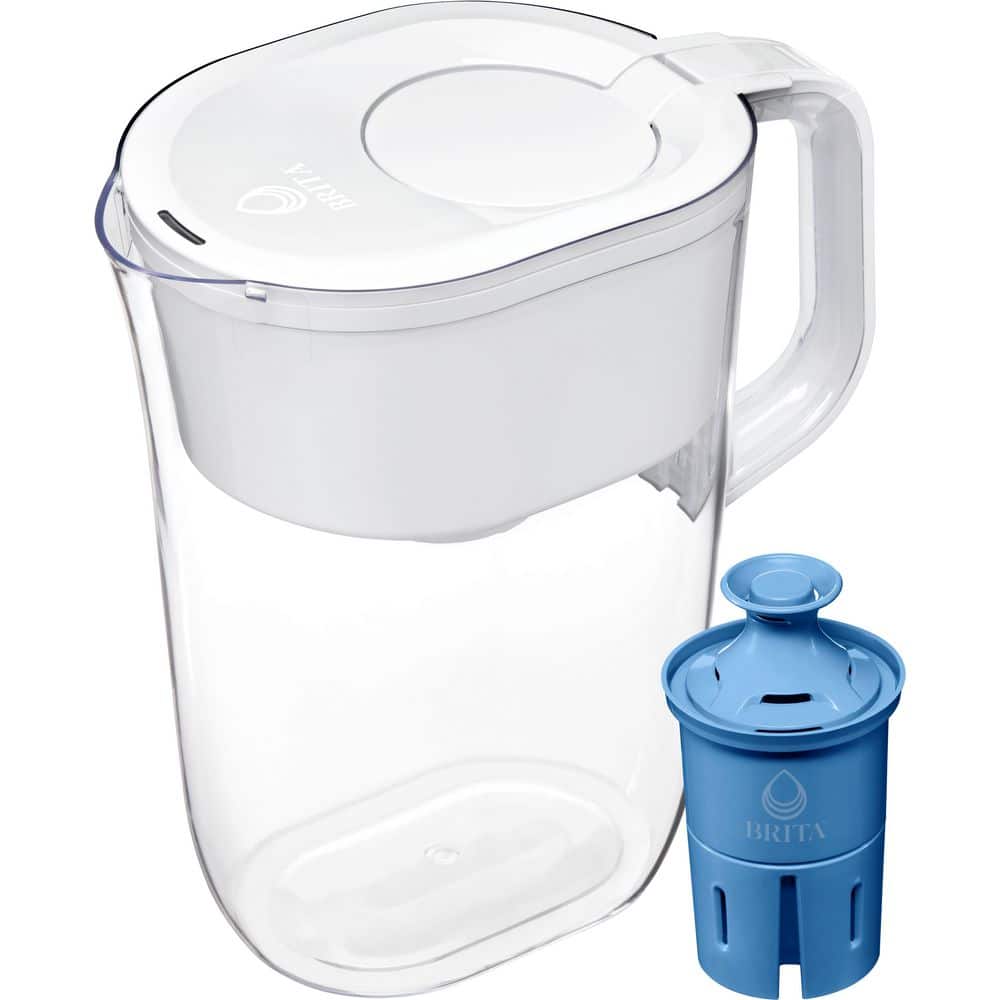 White 10-Cup Water Filter Pitcher with Elite Carbon Block Filter