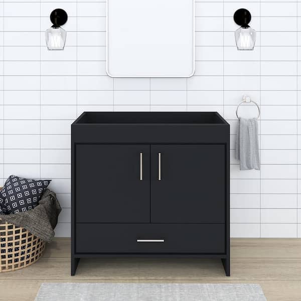 VOLPA USA AMERICAN CRAFTED VANITIES Rio 36 in. W x 19 in. D 34 in. H Bath Vanity Cabinet without Top in Black