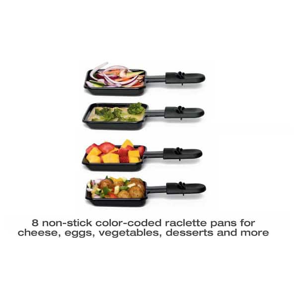 Raclette Grill Gourmet Party Cooking Non-Stick 2 Person Cheese Pans  Spatulas