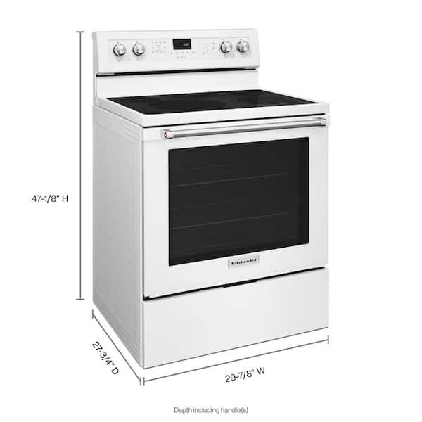 KitchenAid 30-in Glass Top 5 Elements 6.4-cu ft Self-Cleaning Convection  Oven Freestanding Electric Range (Stainless Steel with Printshield Finish)