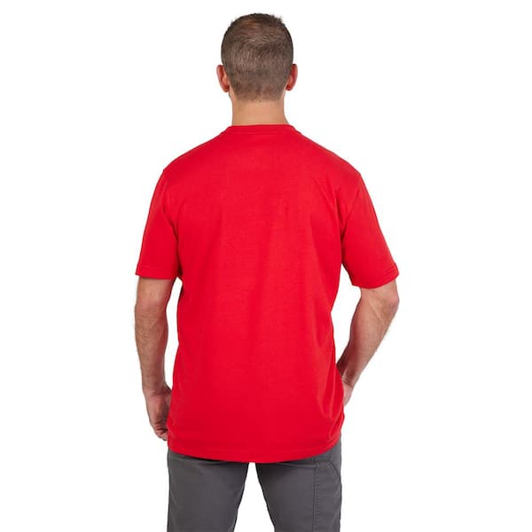Milwaukee Men's 3X-Large Red Heavy-Duty Short-Sleeve T-Shirt 607R