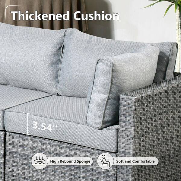 XIZZI Aero 7-Piece Wicker Outdoor Sectional Set with Dark Gray