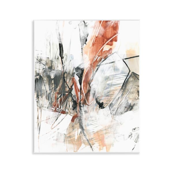 Chaotic Terracotta and Grey by June Erica Vess Unframed Abstract Graphic Art Print 14 in. x 11 in.