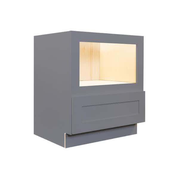 Lancaster Gray Plywood Shaker Stock Assembled Base Microwave Kitchen Cabinet 30 in. W x 34.5 in. H x 24 in. D