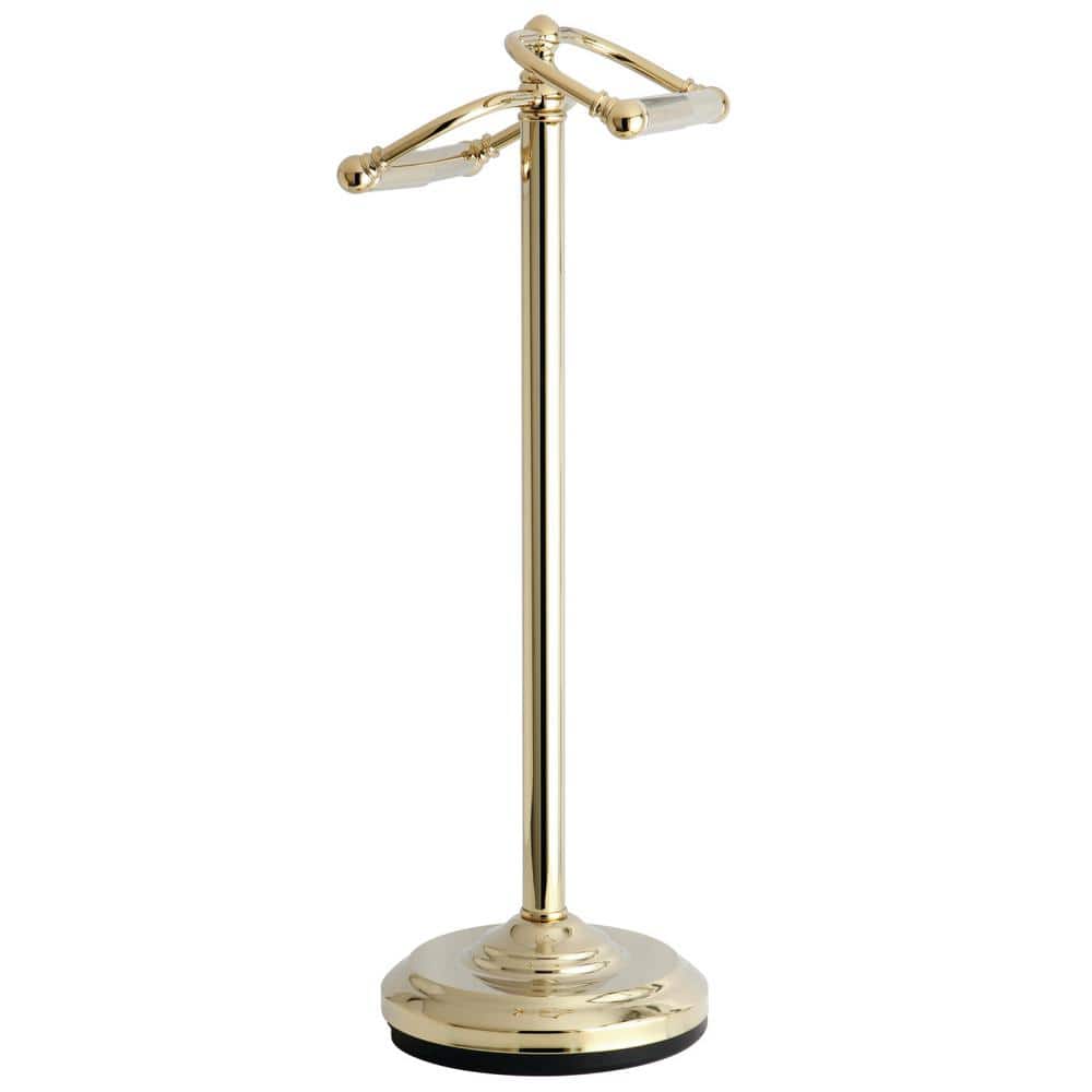 Polished Brass Vintage Freestanding Double Toilet Paper Holder