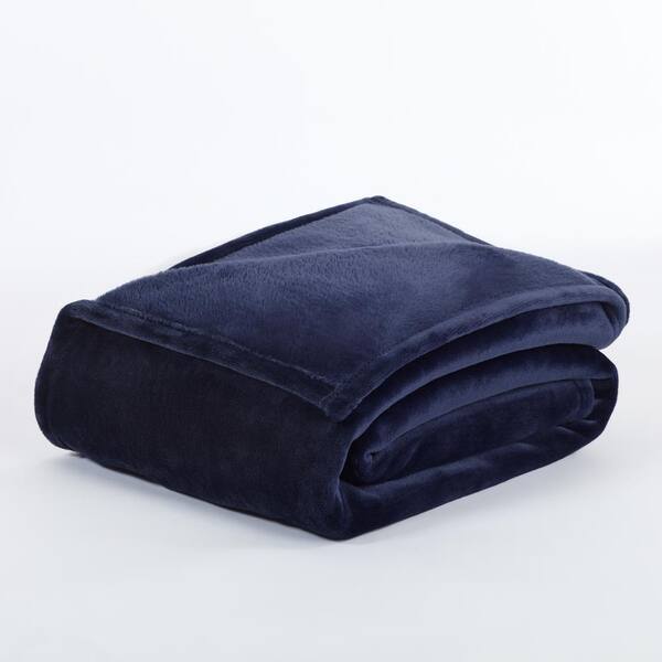 Serta Ultimate Cozy Plush Navy Polyester Plush Twin Blanket