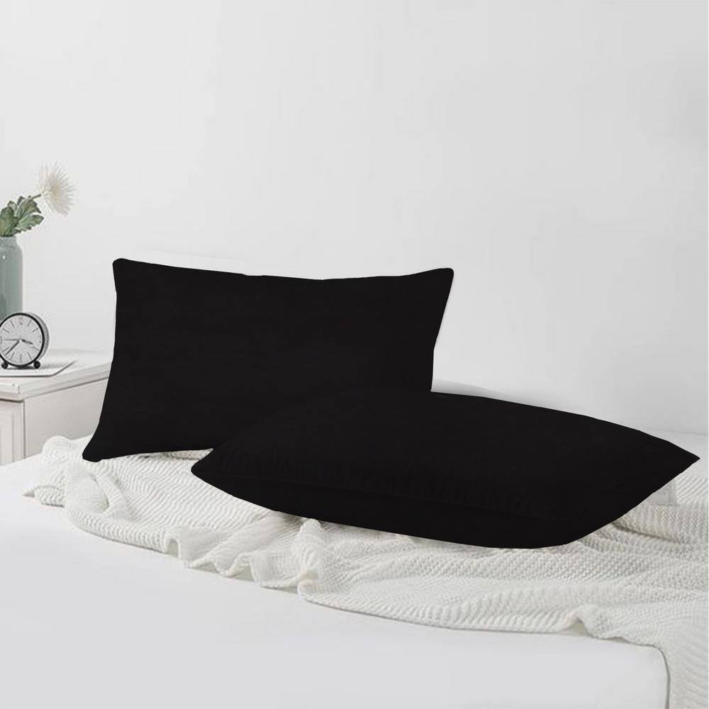 Luxurious Black Velvet Rectangular Pillow Covers Set of 2