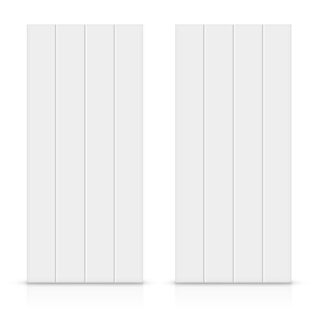 48 in. x 80 in. Hollow Core White Stained Composite MDF Interior Double Closet Sliding Doors -  CALHOME