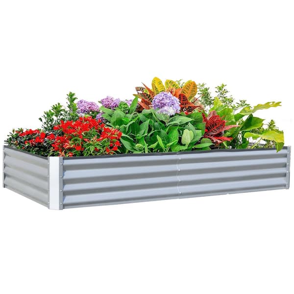 domi outdoor living 72 in. x 36 in. x 12 in. Silver Metal Raised Garden Bed