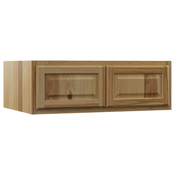 Hampton Bay Hampton 36 in. W x 24 in. D x 12 in. H Assembled Deep Wall Bridge Kitchen Cabinet in Natural Hickory without Shelf