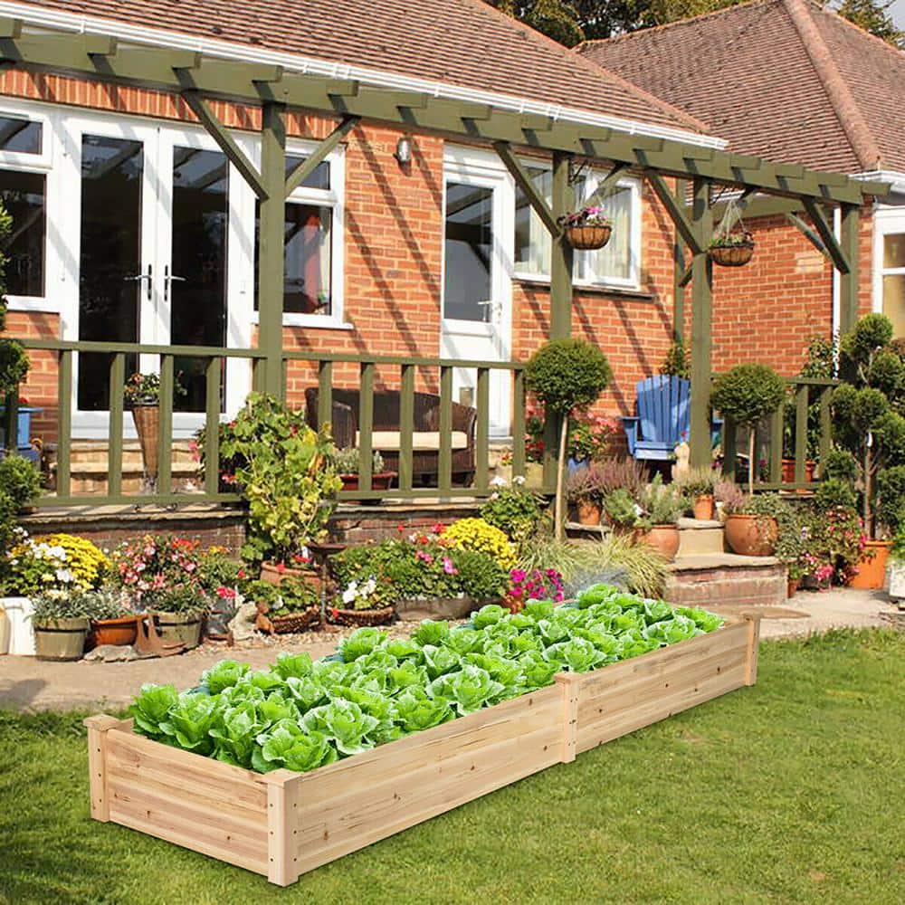 Large Natural Cedar Wood Outdoor Raised Garden Bed Planter Box