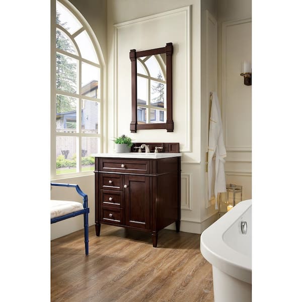 Brittany 30 in. W x 23.5 in.D x 34 in. H Single Vanity in Burnished Mahogany with Solid Surface Top in Arctic Fall