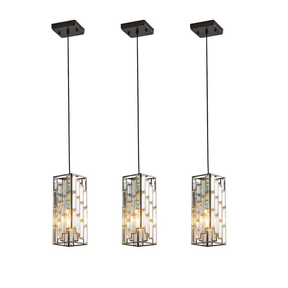4 in. 60W 1-Light Black Crystal Pendant Light Mini with Adjustable Hanging Ceiling Height, Bulb Not Included (3 Pack) price history on PriceWatchPro