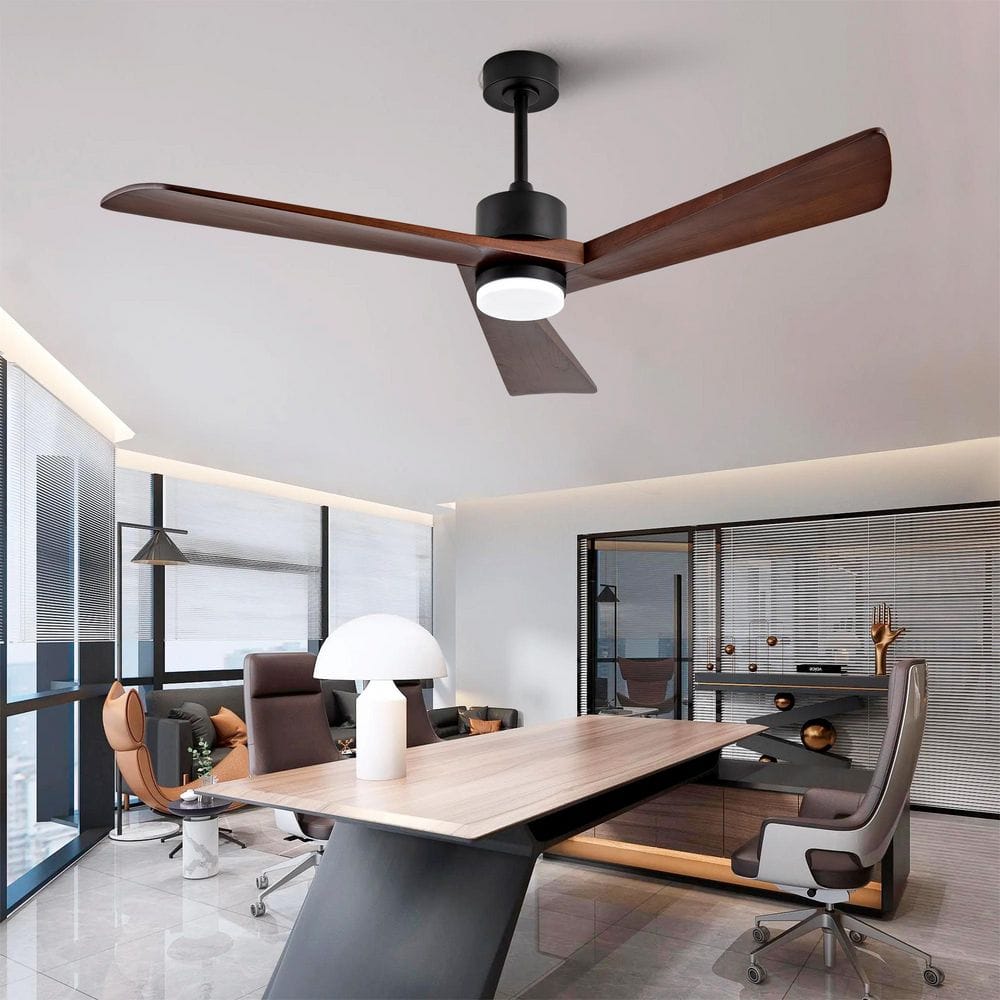 60 in. Black Downrod Mount Standard Modern Ceiling Fan with Integrated LED Light and Remote Control, DC Motor price history on PriceWatchPro