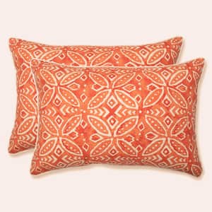 Orange Rectangular Outdoor Lumbar Throw Pillow 2-Pack