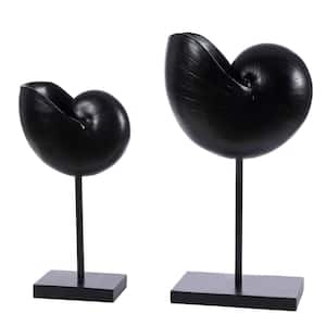 Resi 12 in. Black Snail Decorative Table Sculpture (Set of 2)