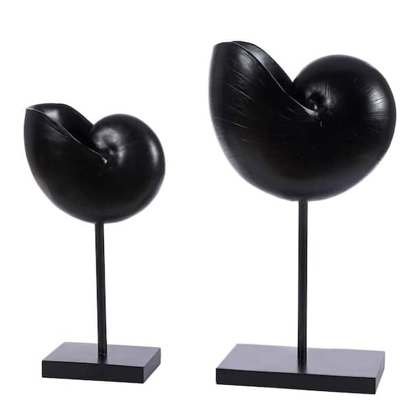 SAFAVIEH Resi 12 in. Black Snail Decorative Table Sculpture (Set of 2)
