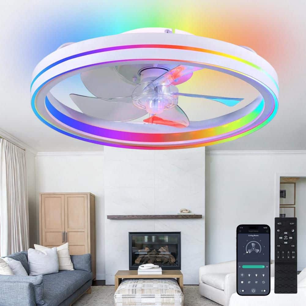 FLAIR (フレアー) Oaks Aura Flare 19 in. RGBW Smart Modern Scandi Flush Mount