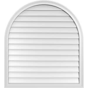 38 in. x 42 in. Round Top Surface Mount PVC Gable Vent: Decorative with Brickmould Frame