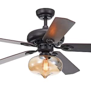 Figuera 52 in. Indoor Matte Black Remote Controlled Ceiling Fan with Light Kit
