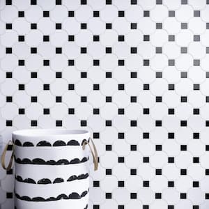 Porcetile Black Dot 10.52 in. x 10.52 in. Geometric Matte Porcelain Mosaic Wall and Floor Tile (8.47 sq. ft./Case)