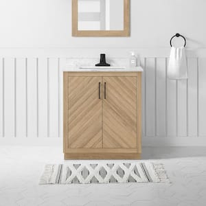 Huckleberry 30 in. W x 19 in. D x 34 in. H Single Sink Bath Vanity in Weathered Tan with White Engineered Marble Top